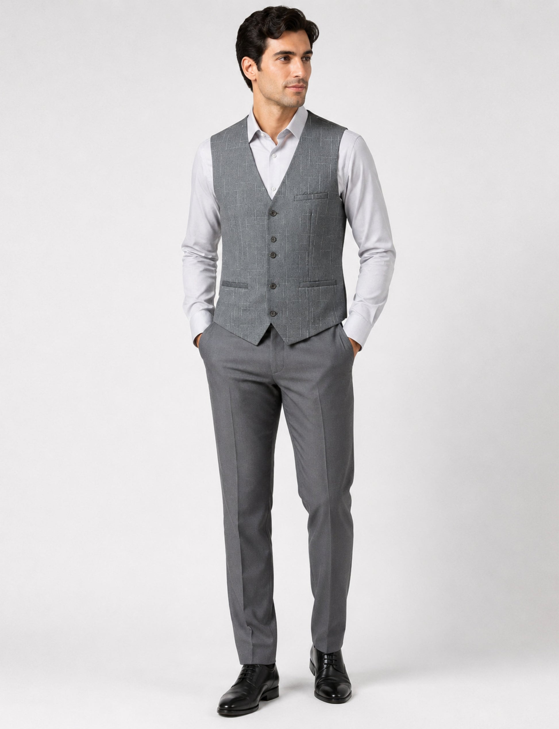 L'MONTE Imported Men's Poly Viscose V-Shape Single Breasted Slim Fit Business Formal Wedding Dress Waistcoat Vest for Men My Store