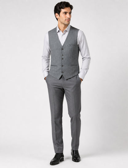L'MONTE Imported Men's Poly Viscose V-Shape Single Breasted Slim Fit Business Formal Wedding Dress Waistcoat Vest for Men My Store