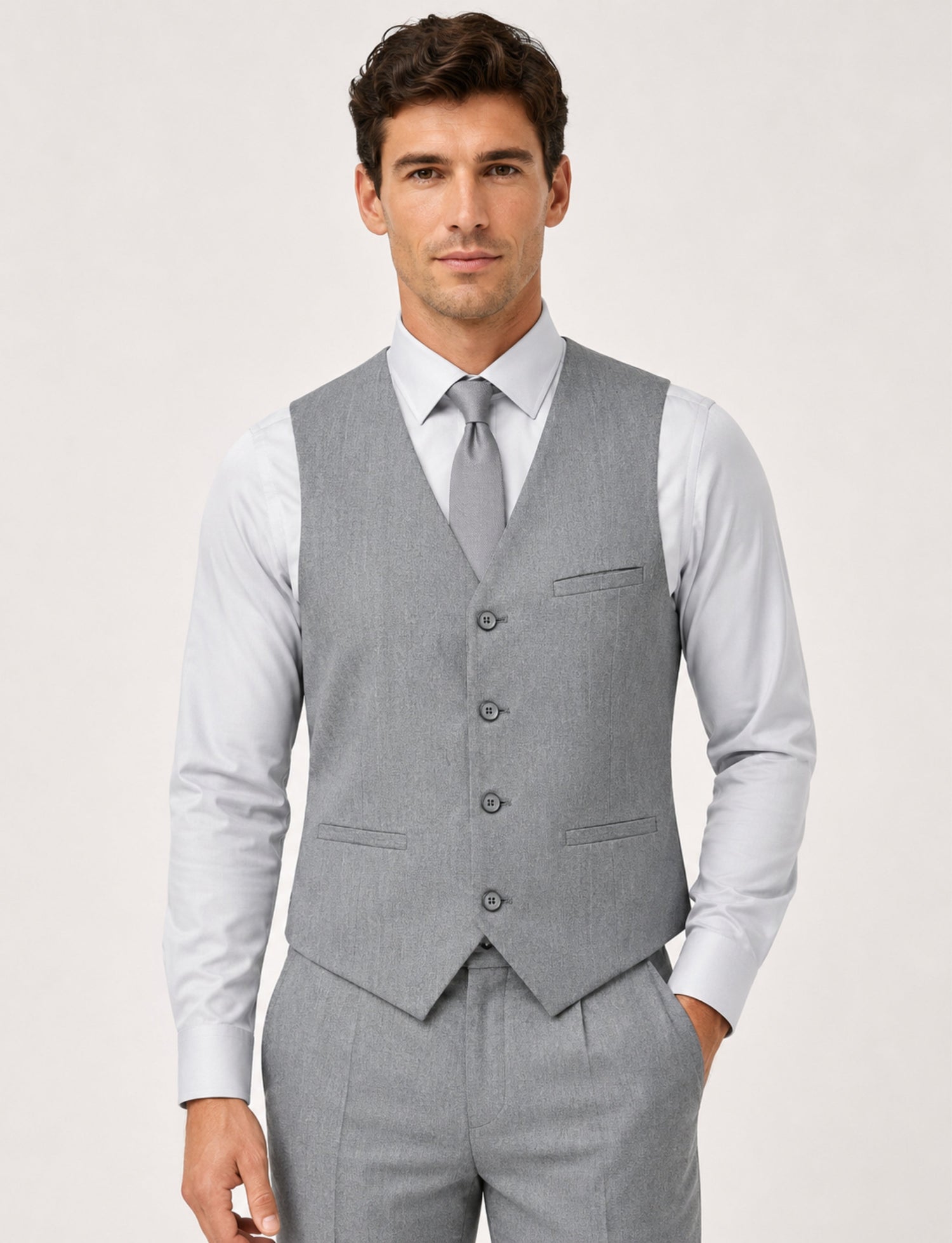 L'MONTE Imported Men's Poly Viscose V-Shape Single Breasted Slim Fit Business Formal Wedding Dress Waistcoat Vest for Men My Store