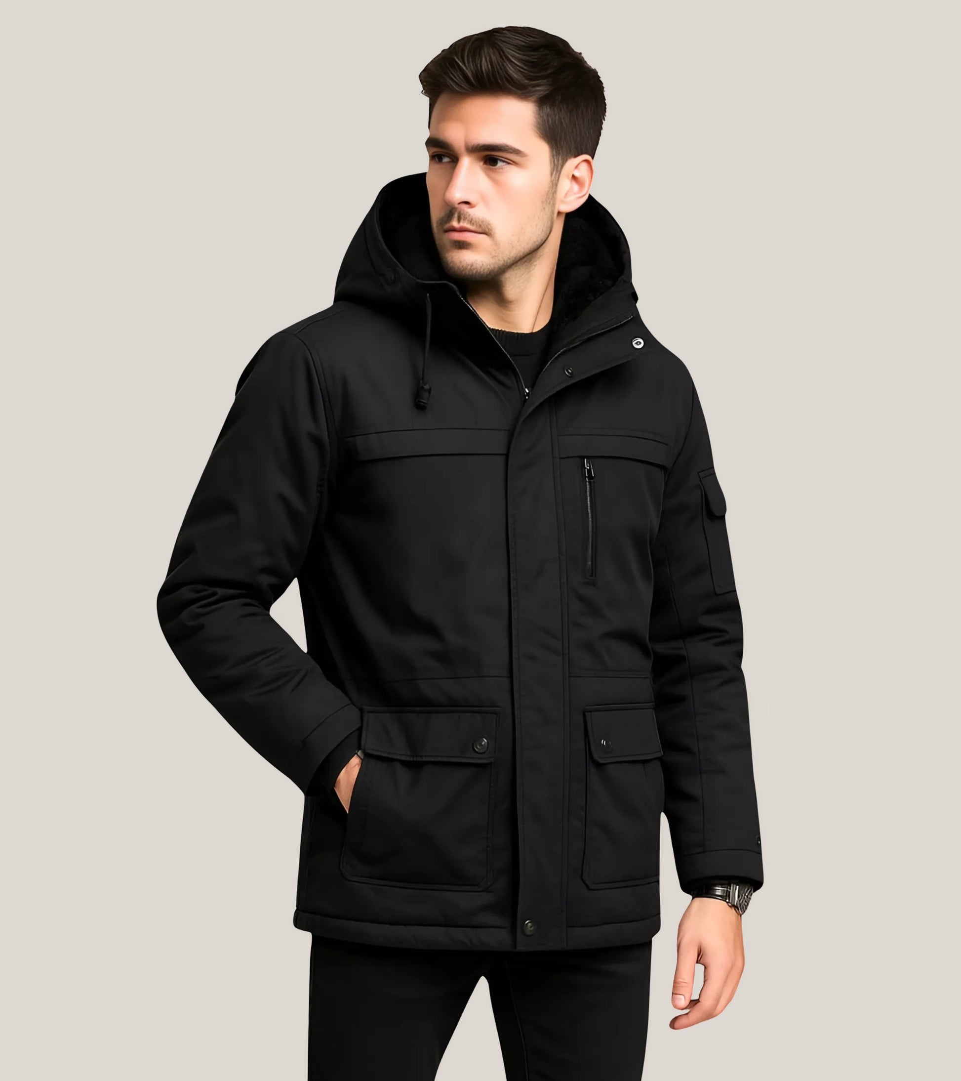 L'MONTE Men's Black Heavy-Duty Winter Jacket My Store