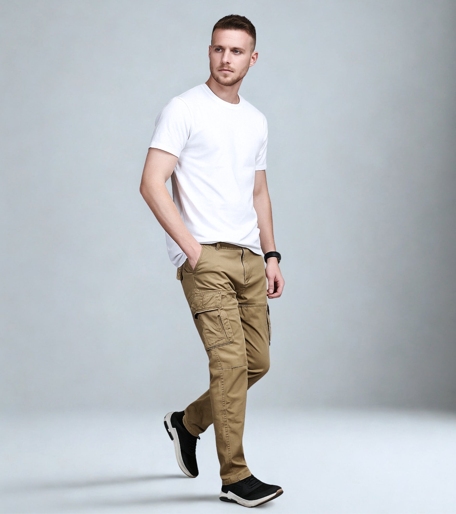 L'MONTE Imported Men's Regular Fit Casual Brown Cotton Cargo Joggers My Store