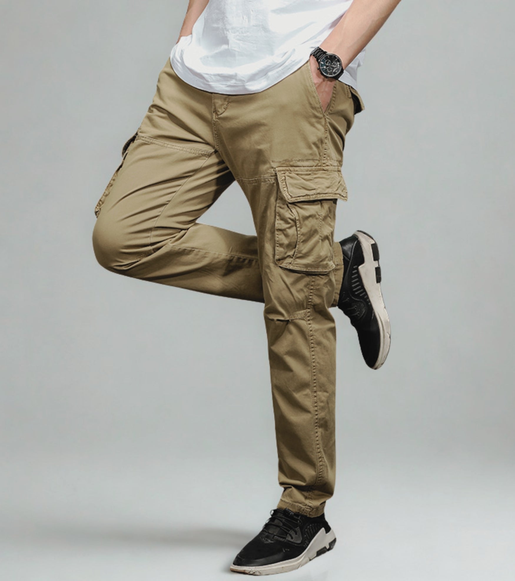 L'MONTE Imported Men's Regular Fit Casual Brown Cotton Cargo Joggers My Store