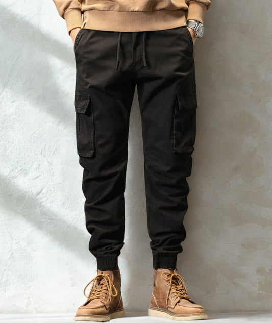 L'MONTE Imported Men's Slim Fit Casual Black Cotton Cargo Joggers My Store
