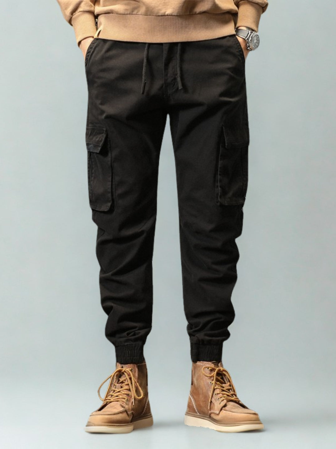L'MONTE Imported Men's Slim Fit Casual Black Cotton Cargo Joggers My Store