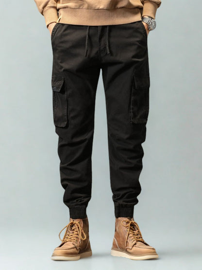 L'MONTE Imported Men's Slim Fit Casual Black Cotton Cargo Joggers My Store