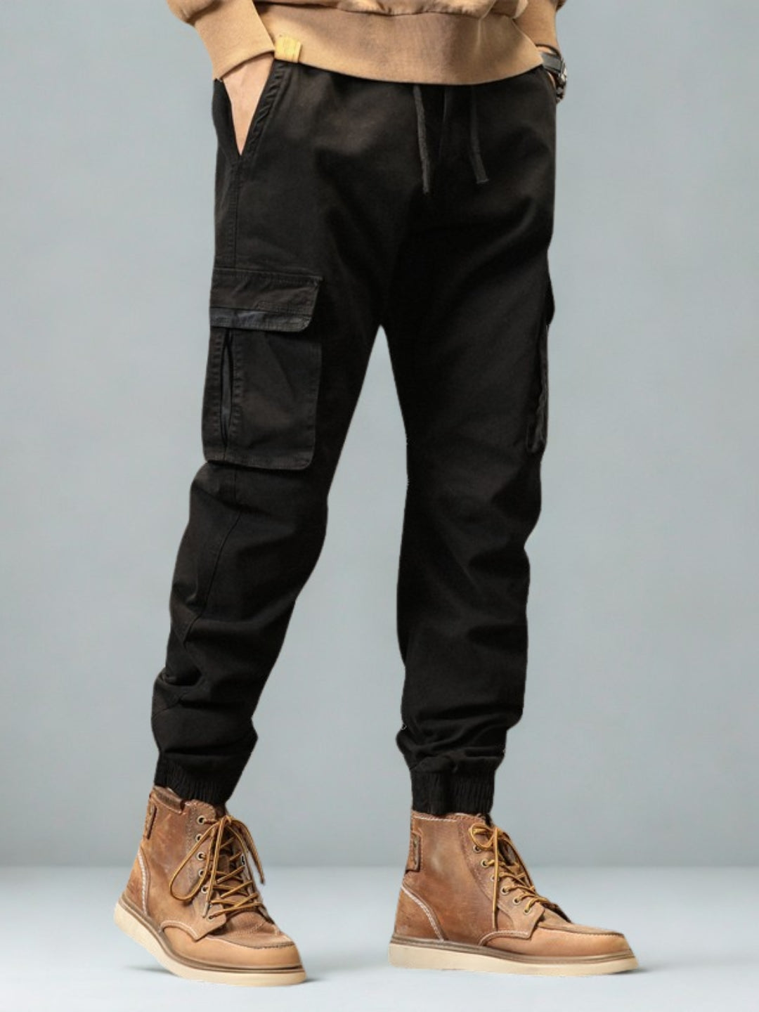 L'MONTE Imported Men's Slim Fit Casual Black Cotton Cargo Joggers My Store