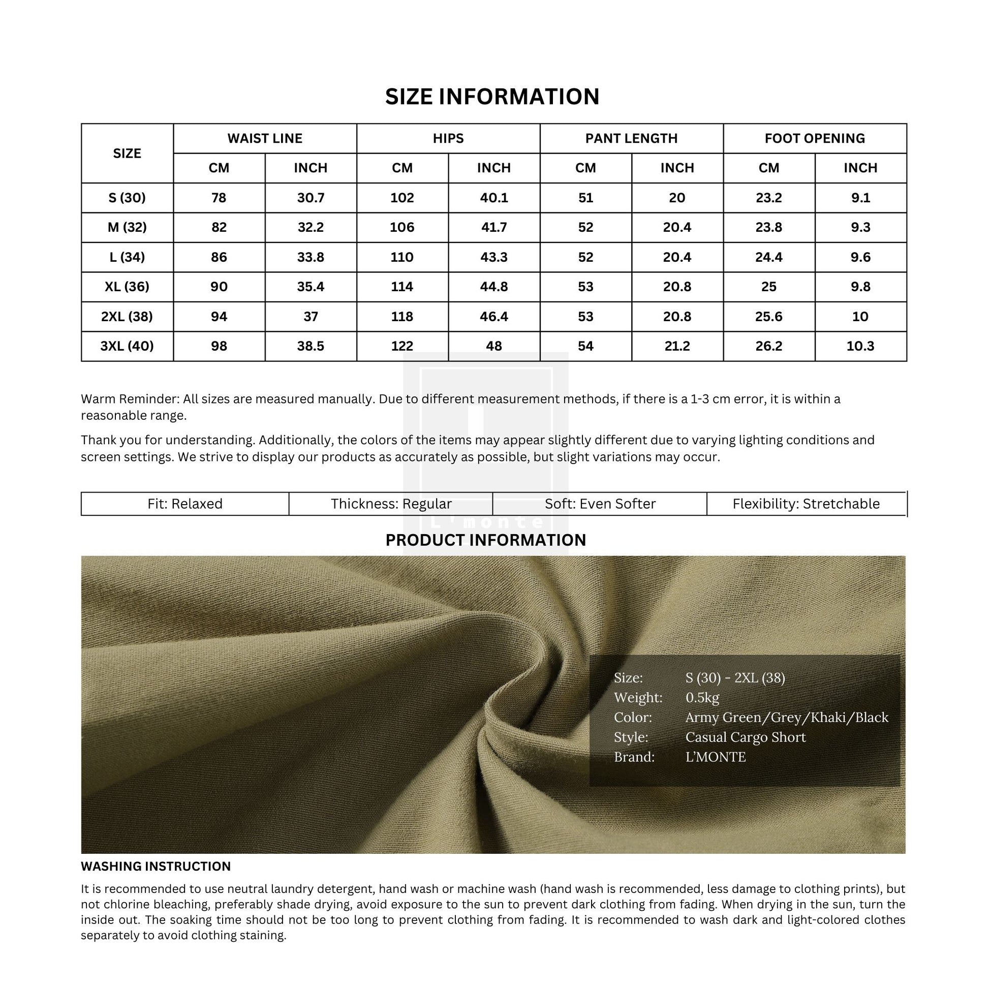 L'MONTE Men's Imported Cotton Khaki Casual Shorts My Store
