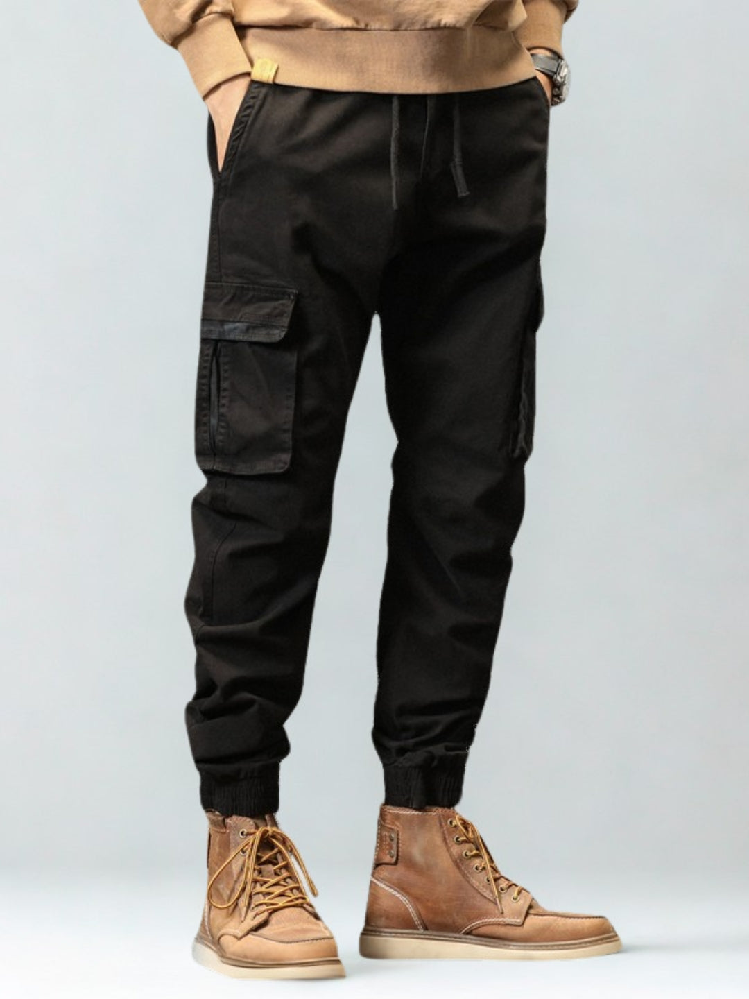 L'MONTE Imported Men's Slim Fit Casual Black Cotton Cargo Joggers My Store