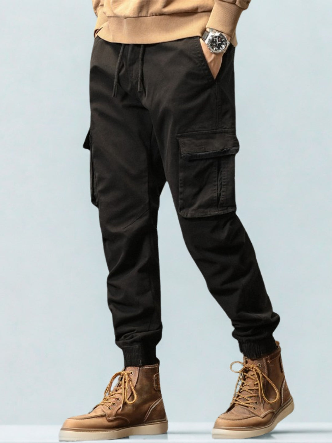 L'MONTE Imported Men's Slim Fit Casual Black Cotton Cargo Joggers My Store