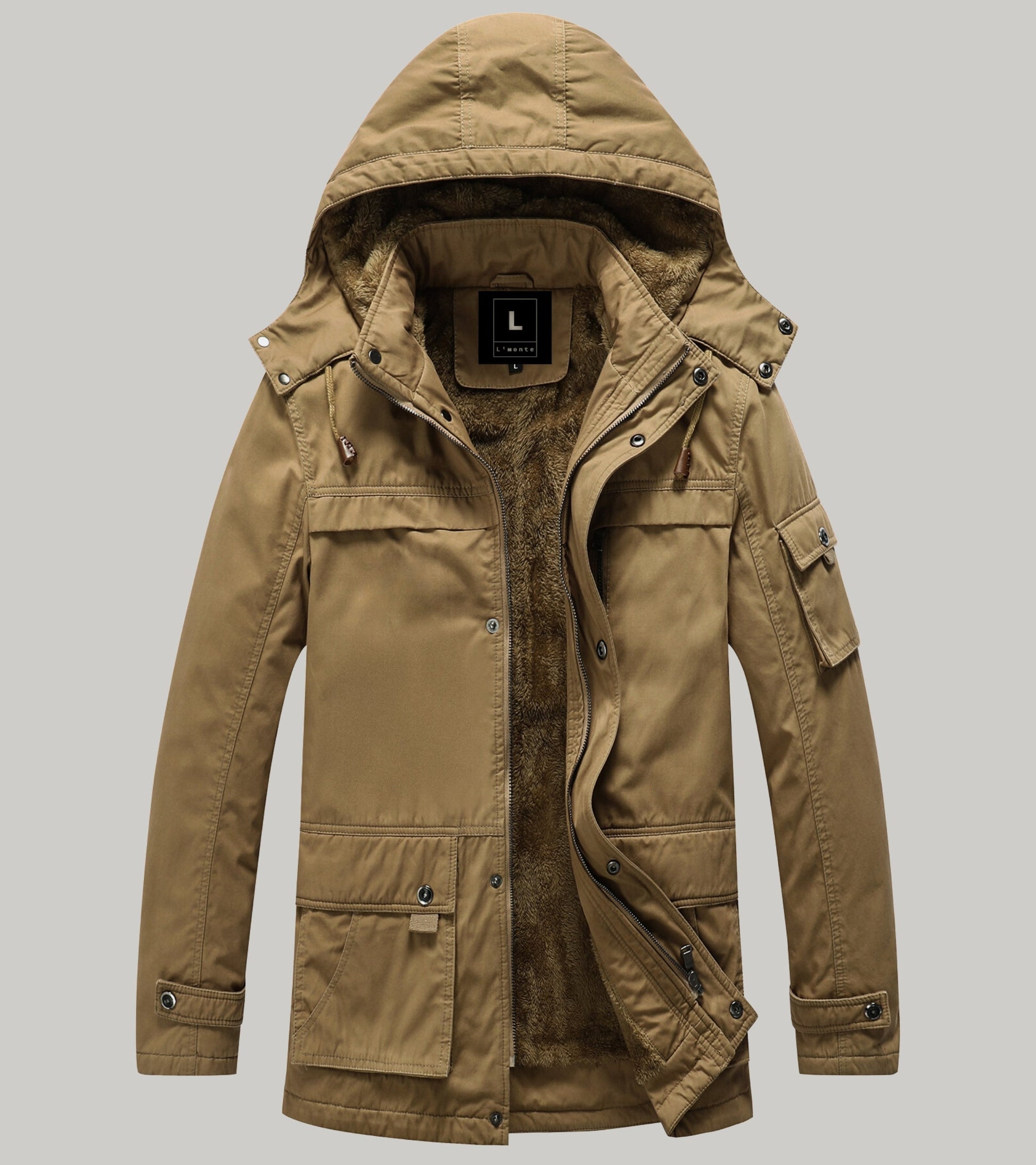 L'MONTE Men's Khaki Heavy-Duty Winter Jacket My Store