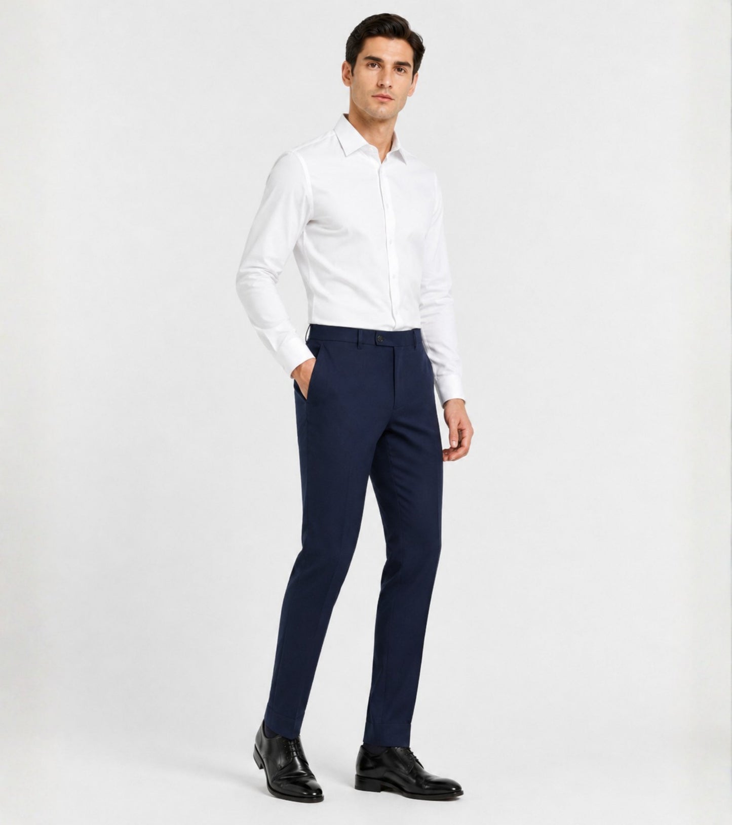 L'MONTE Men's Blue Slim Fit Formal Pant My Store