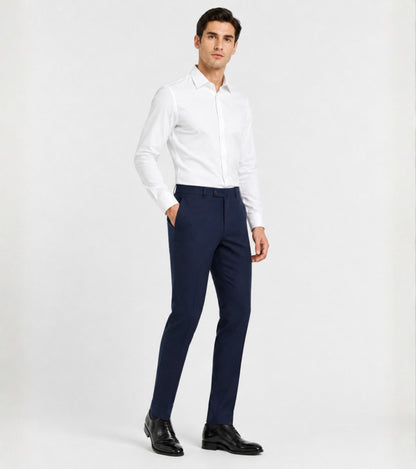 L'MONTE Men's Blue Slim Fit Formal Pant My Store