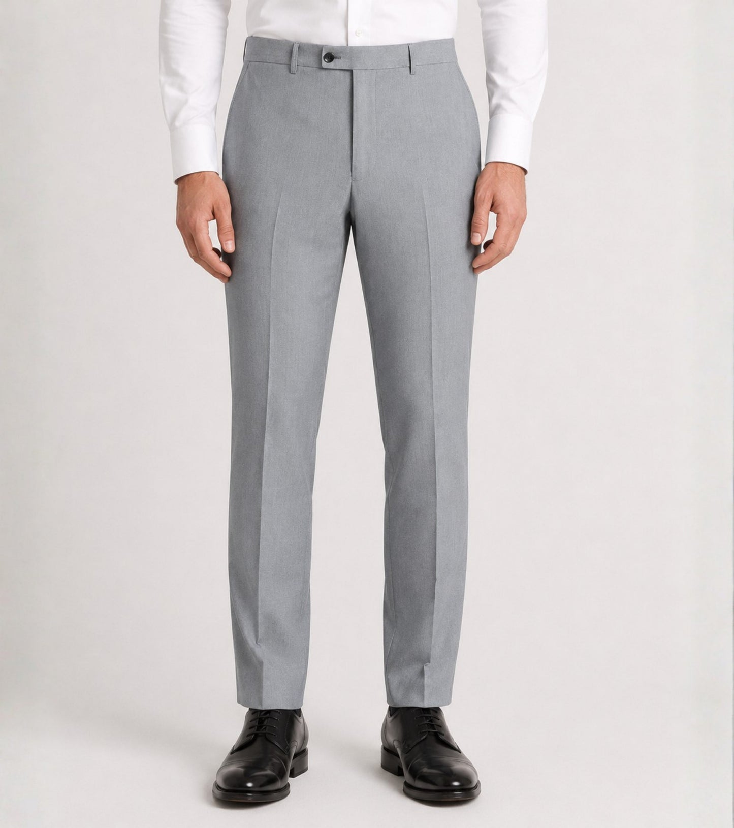 L'MONTE Men's Light Grey Slim Fit Formal Pant My Store