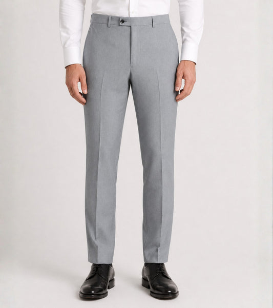 L'MONTE Men's Light Grey Slim Fit Formal Pant My Store