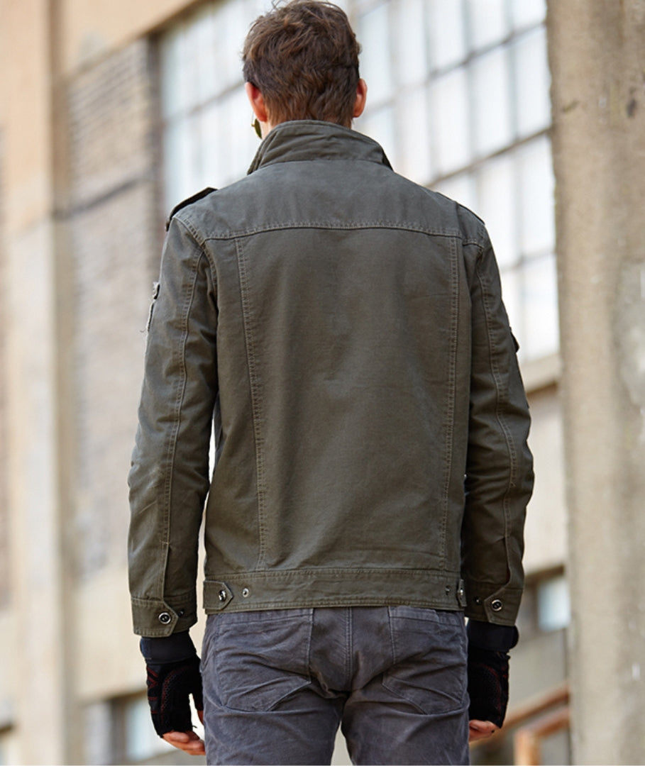 L'MONTE Men's Army Green Military-Style Bomber Jacket My Store