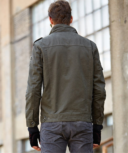 L'MONTE Men's Army Green Military-Style Bomber Jacket My Store