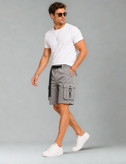 L'MONTE  Imported  Men's Multi Pocket Grey Cargo Shorts My Store