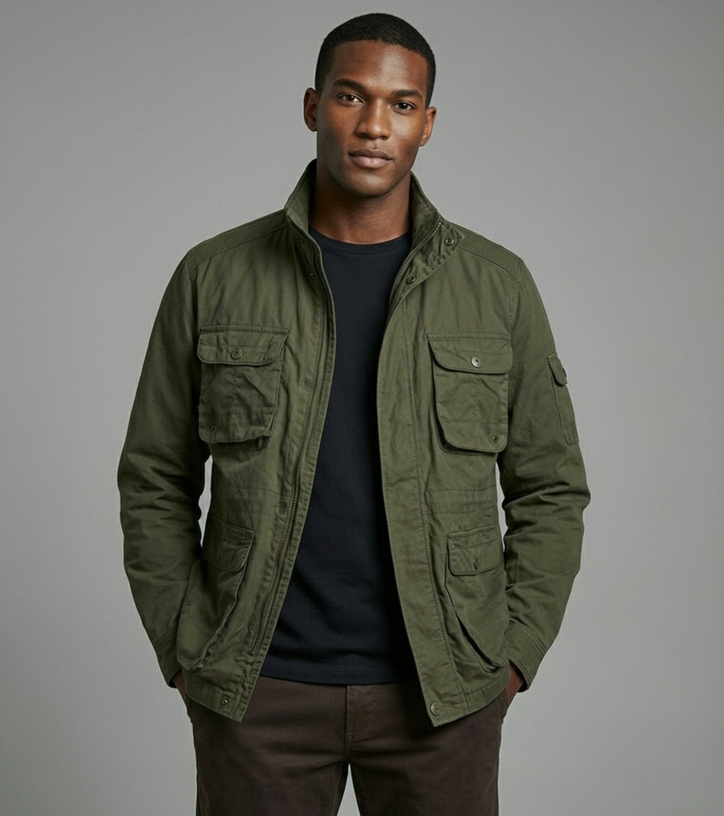 L'MONTE Men's Army Green Cotton Outdoor Fall Jacket For Mild Winter My Store