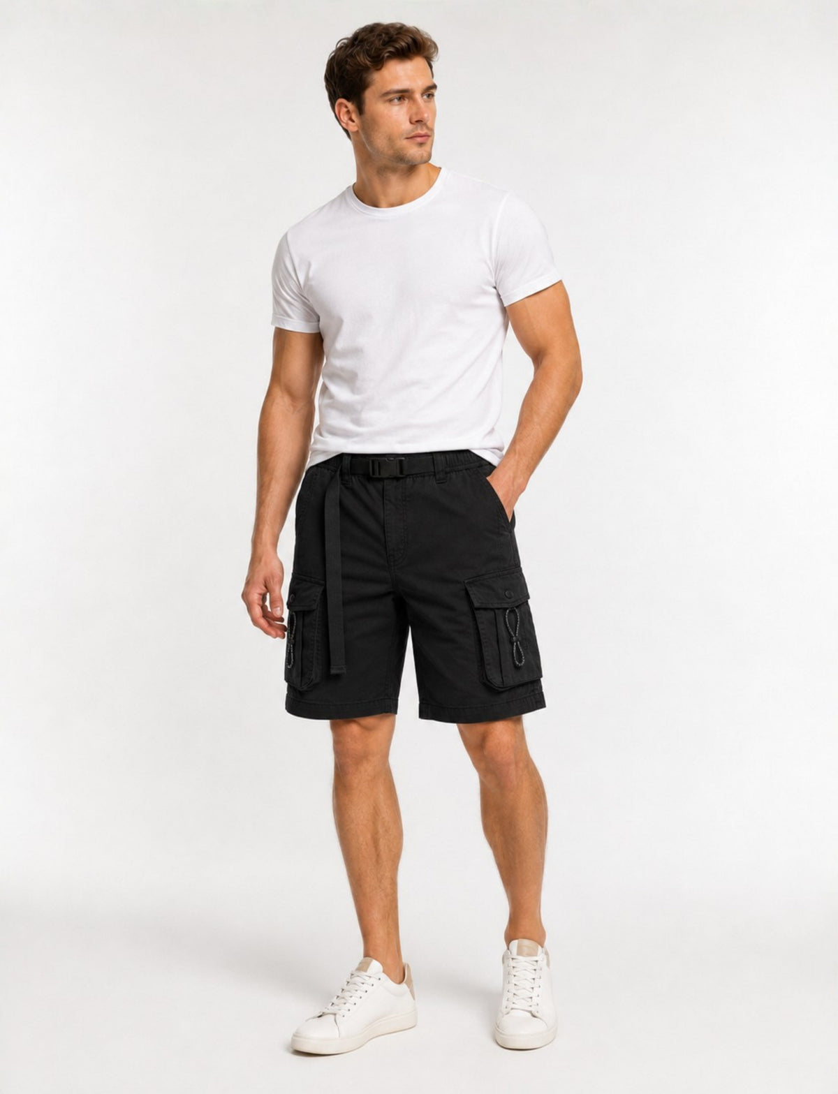 L'MONTE  Imported  Men's Multi Pocket Black Cargo Shorts My Store