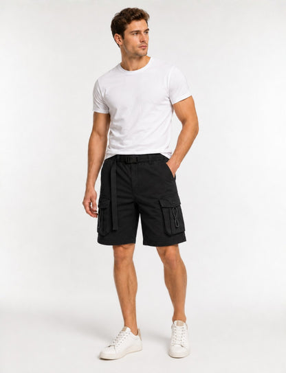 L'MONTE  Imported  Men's Multi Pocket Black Cargo Shorts My Store