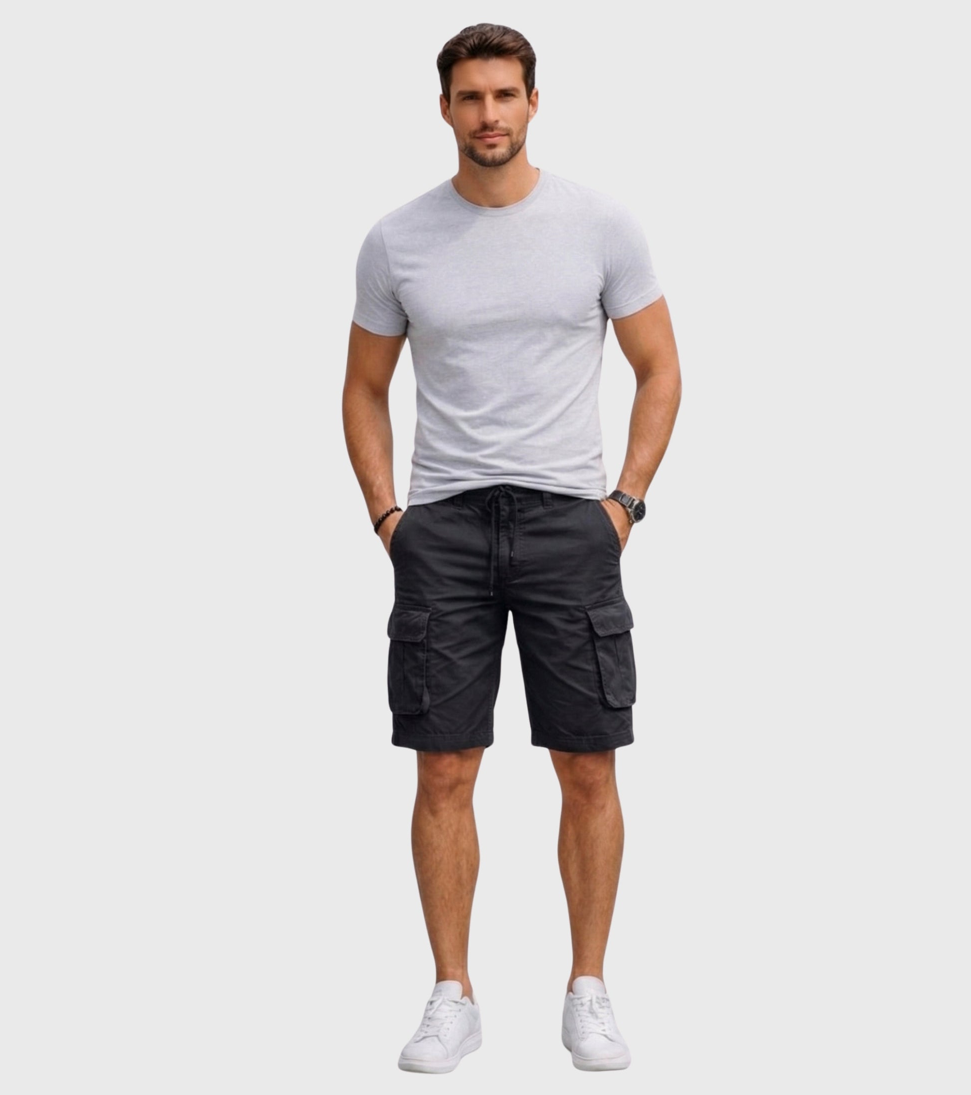 L'MONTE Imported Men's Black Slim Fit Cotton Cargo Shorts – Casual Summer Multi Pocket Outdoor Shorts My Store