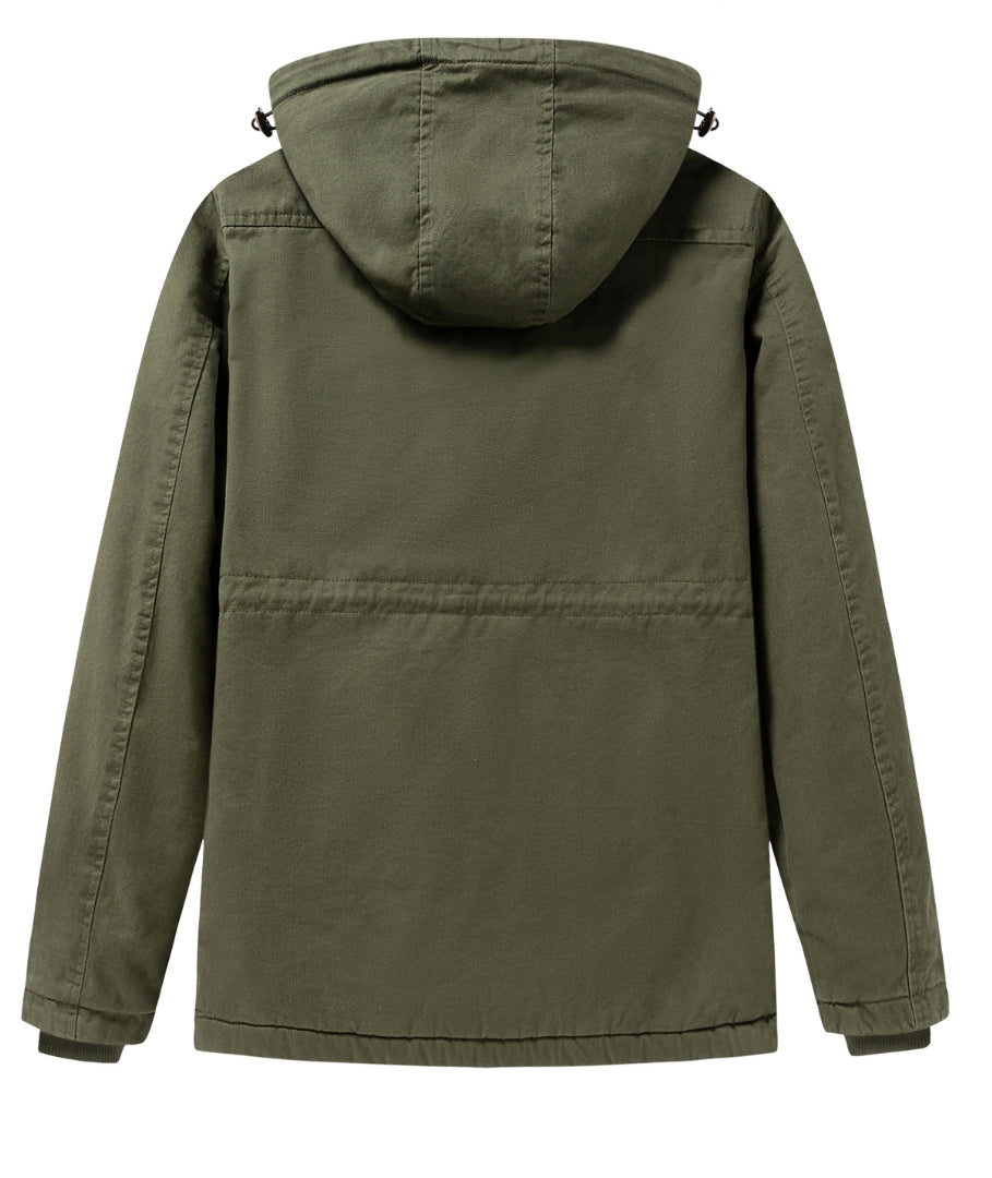 L'MONTE Men's Green Fleece-Lined Jacket With Detachable Hood My Store