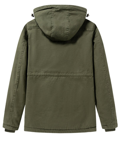L'MONTE Men's Green Fleece-Lined Jacket With Detachable Hood My Store
