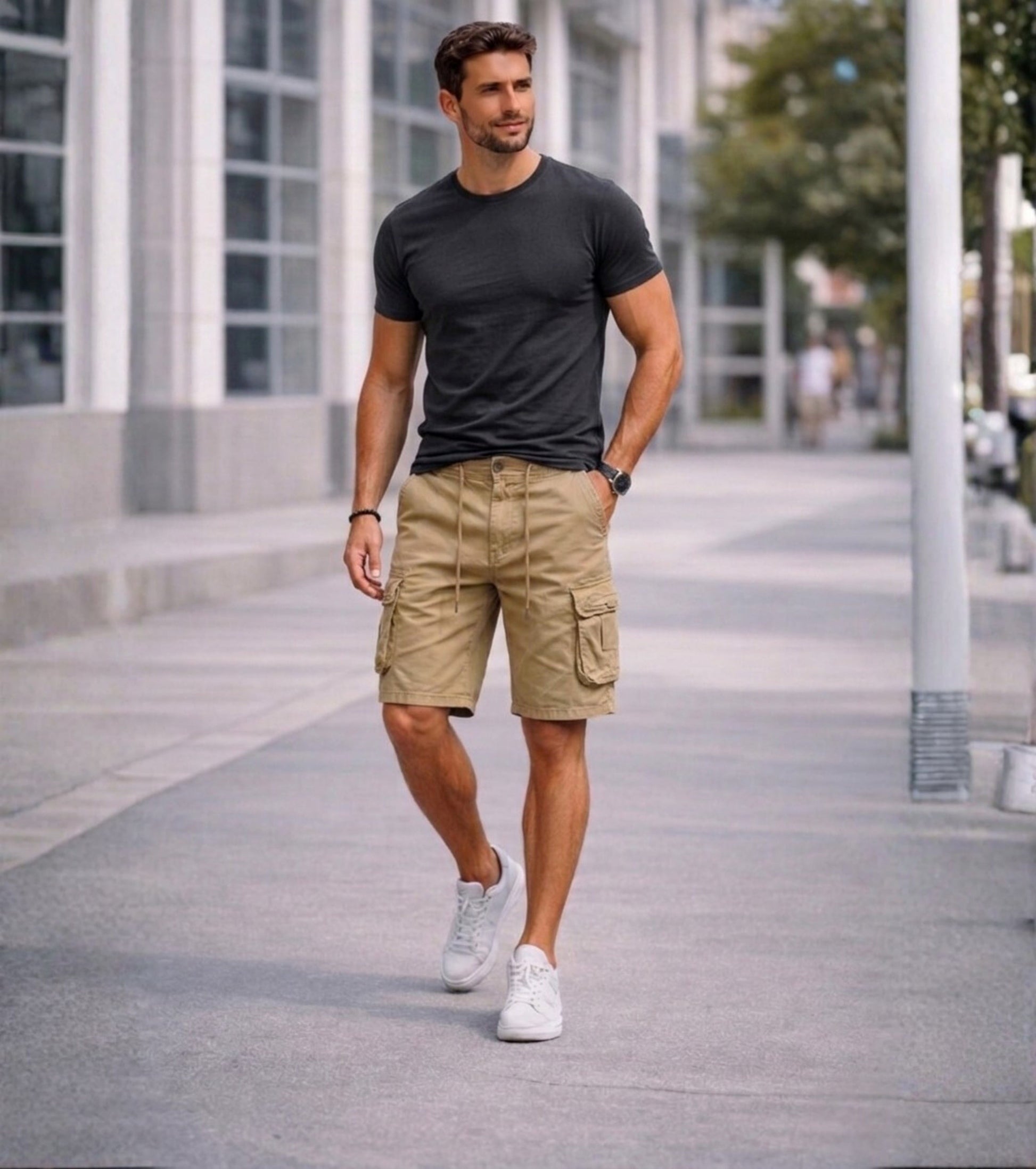 L'MONTE Imported Men's Khaki Slim Fit Cotton Cargo Shorts – Casual Summer Multi Pocket Outdoor Shorts My Store