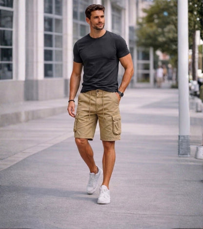 L'MONTE Imported Men's Khaki Slim Fit Cotton Cargo Shorts – Casual Summer Multi Pocket Outdoor Shorts My Store
