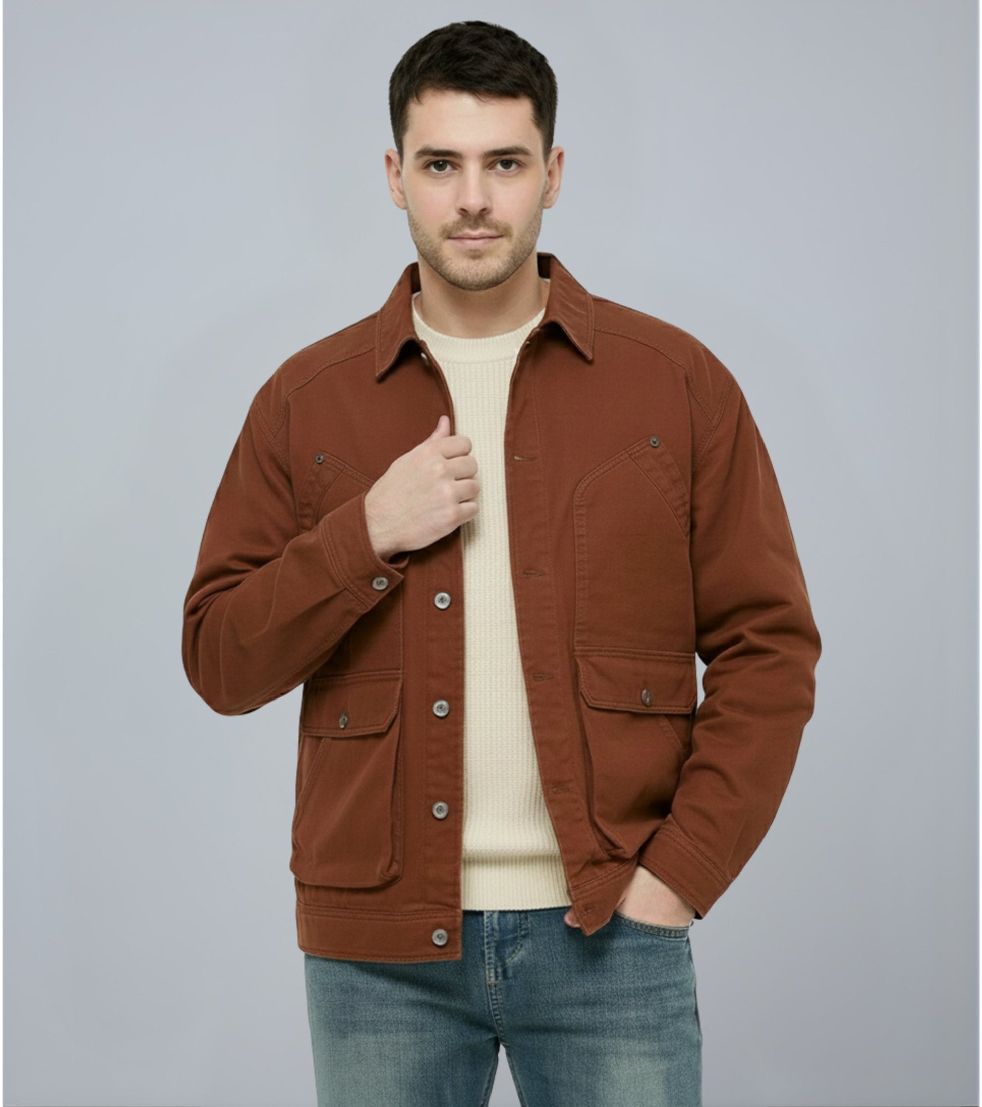 L'MONTE Men's Winter-Ready Brown Canvas Jacket My Store