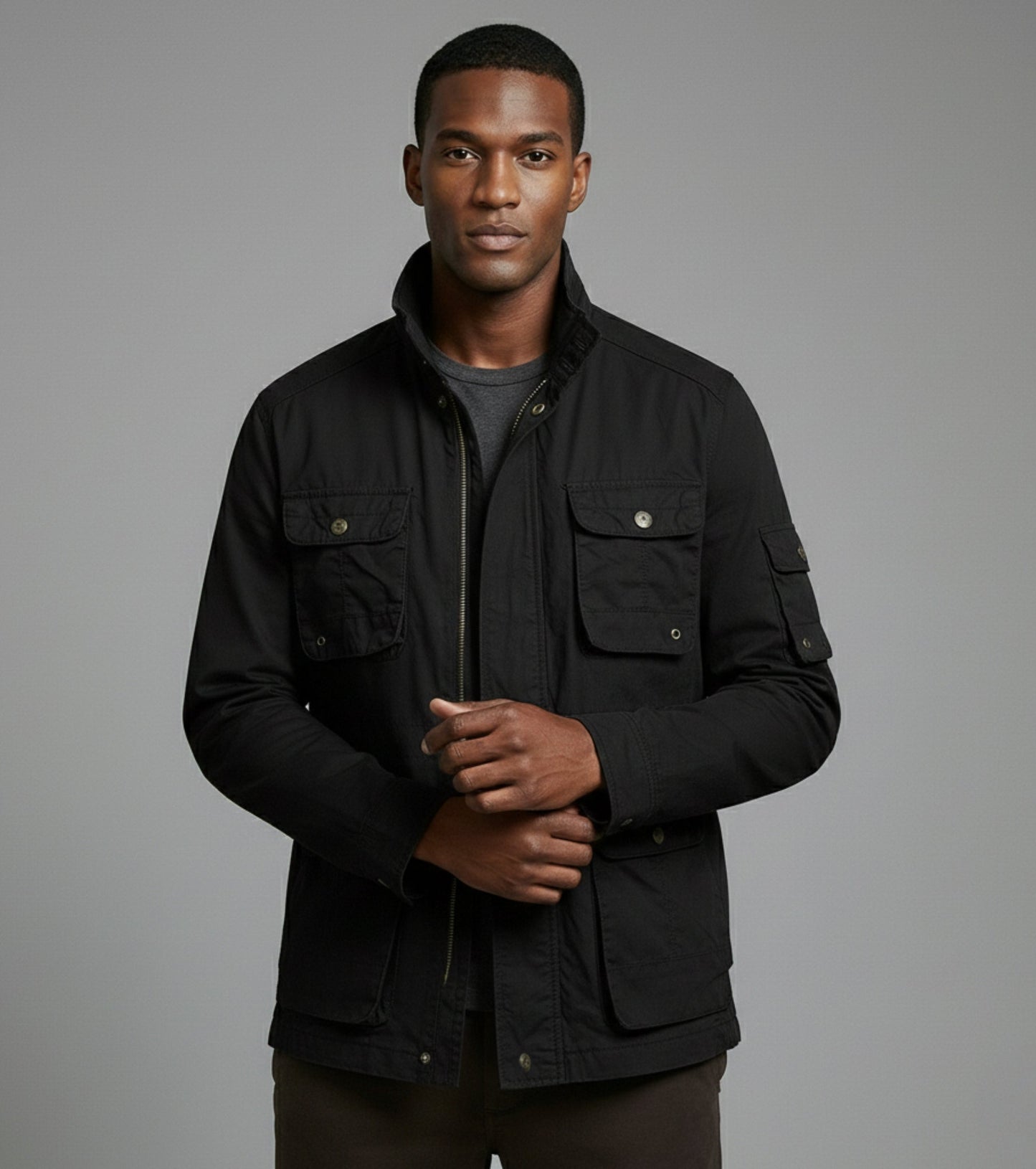 L'MONTE Men's Black Cotton Outdoor Fall Jacket For Mild Winter My Store