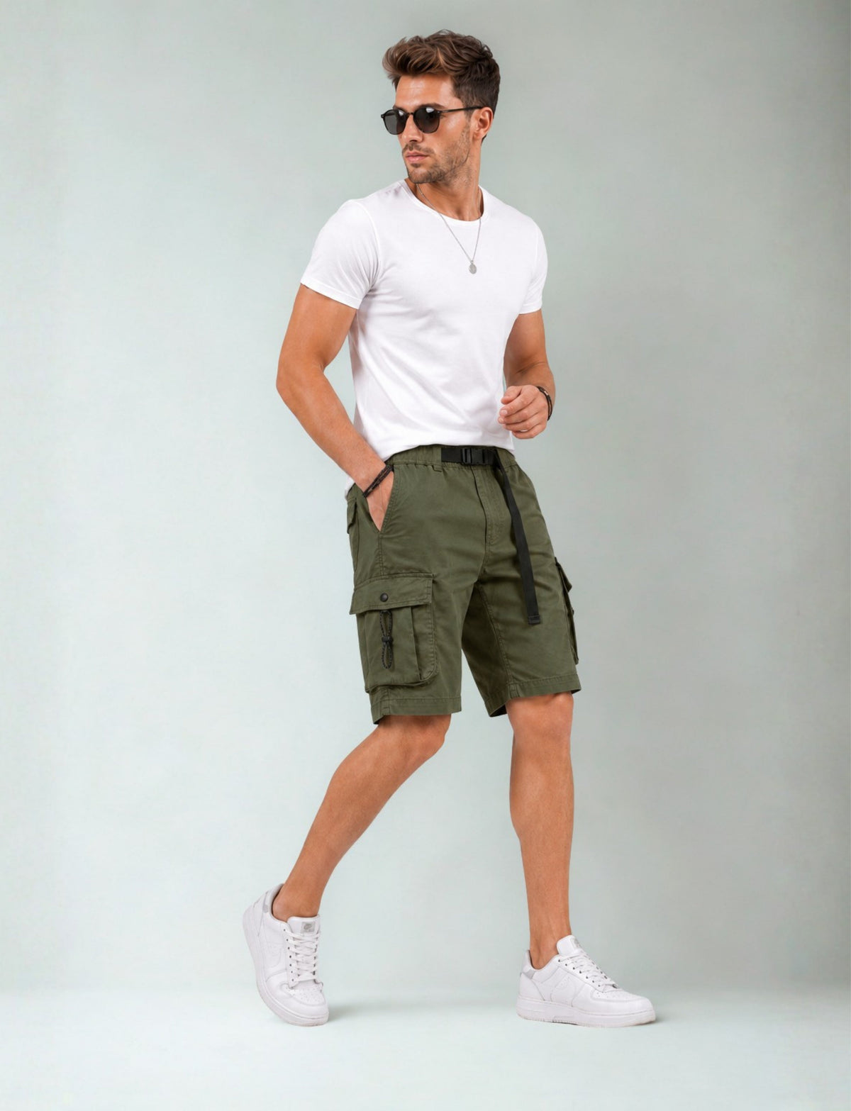 L'MONTE  Imported  Men's Multi Pocket Green Cargo Shorts My Store