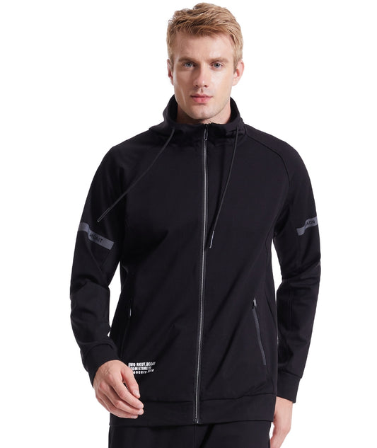 L'MONTE Men's Full Zip 2 Piece Black Hoodie Tracksuits My Store