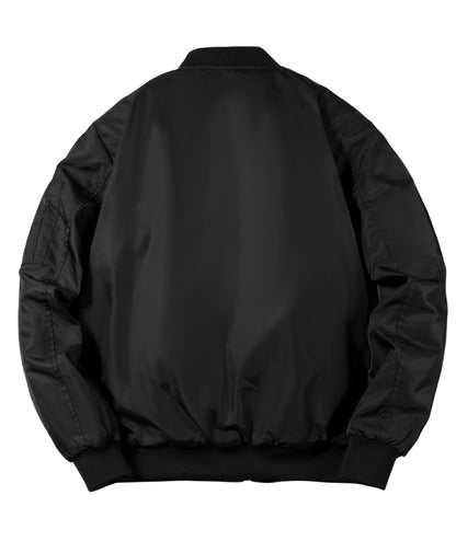 L'MONTE Men's Black Polyester Bomber Fall Jacket My Store