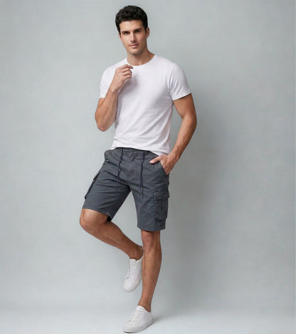 L'MONTE Imported Men's Grey Slim Fit Cotton Cargo Shorts – Casual Summer Multi Pocket Outdoor Shorts My Store
