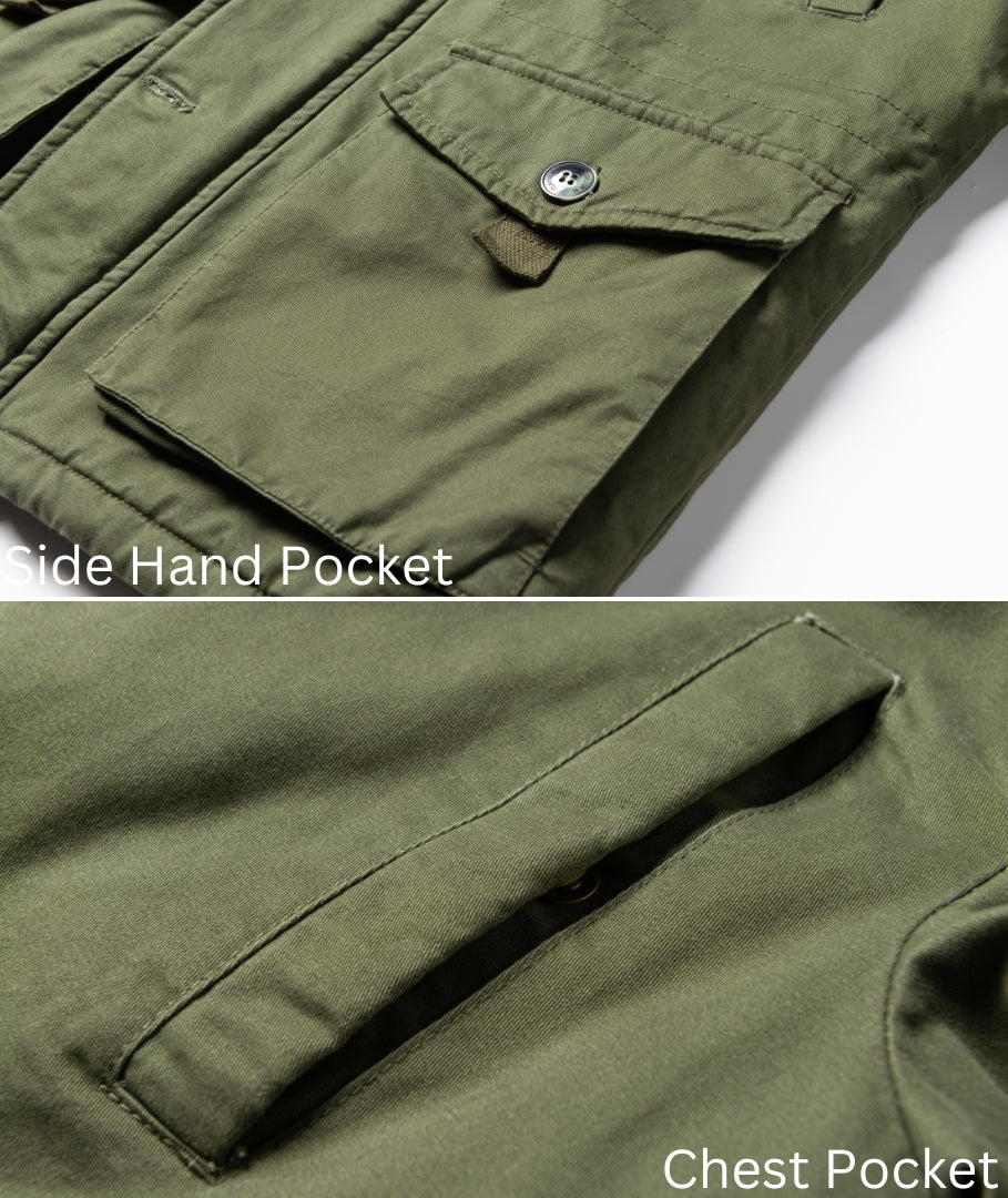 L'MONTE Men's Green Fleece-Lined Jacket With Detachable Hood My Store