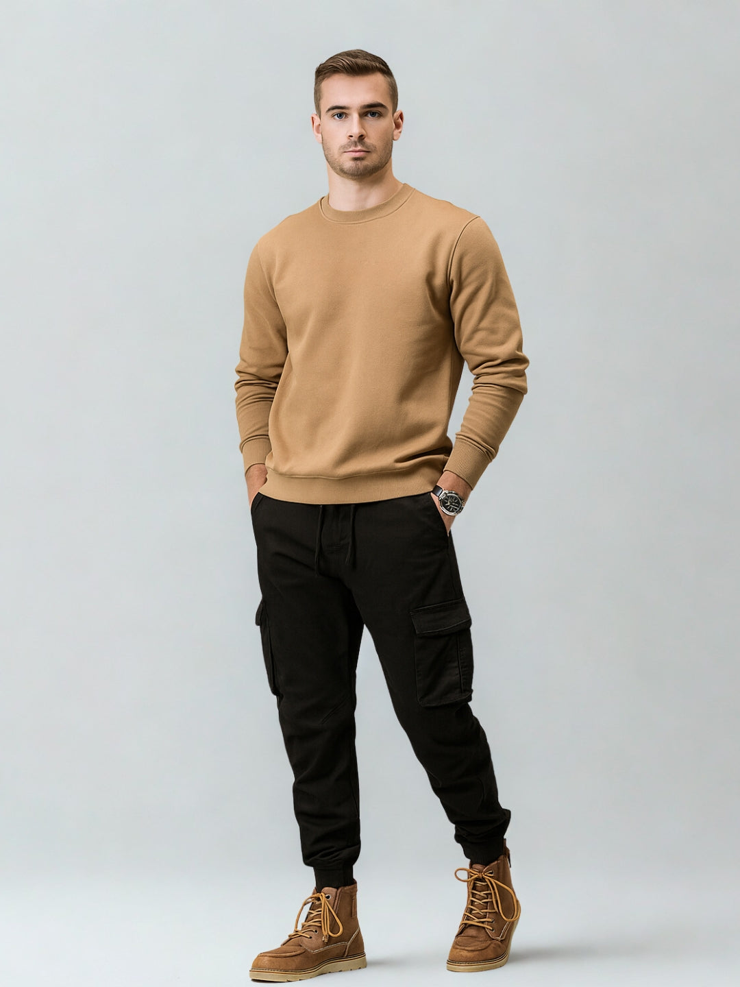 L'MONTE Imported Men's Slim Fit Casual Black Cotton Cargo Joggers My Store