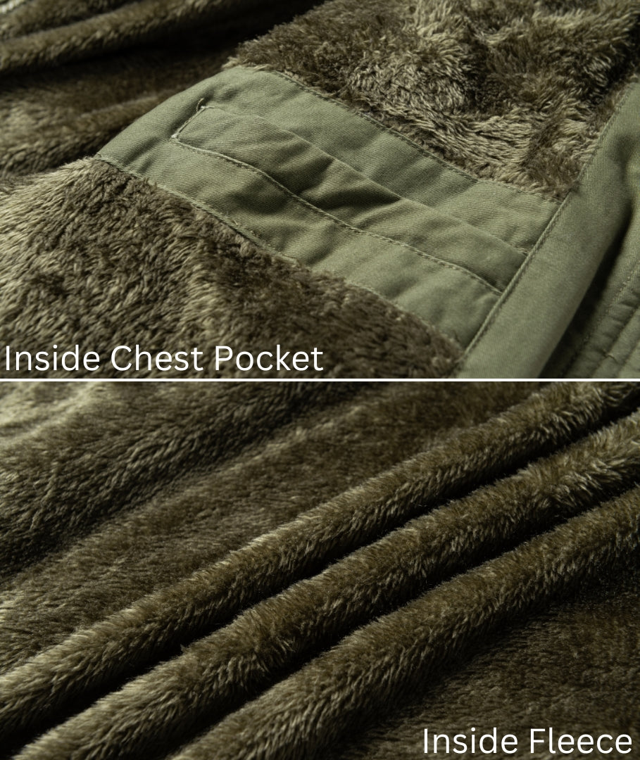 L'MONTE Men's Green Fleece-Lined Jacket With Detachable Hood My Store