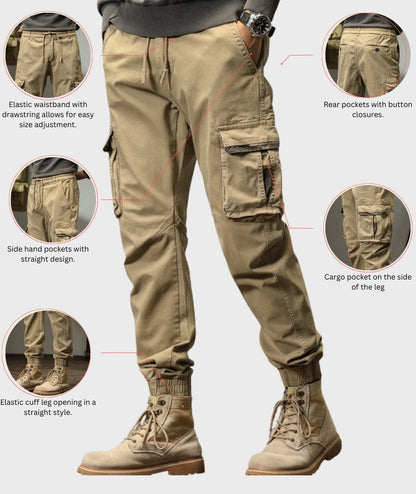 L'MONTE Imported Men's Slim Fit Casual Khaki Cotton Cargo Joggers My Store