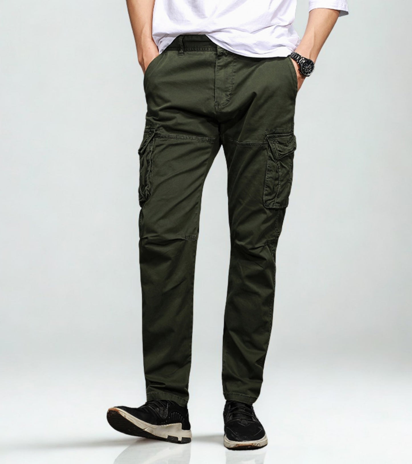 L'MONTE Imported Men's Regular Fit Casual Green Cotton Cargo Joggers My Store