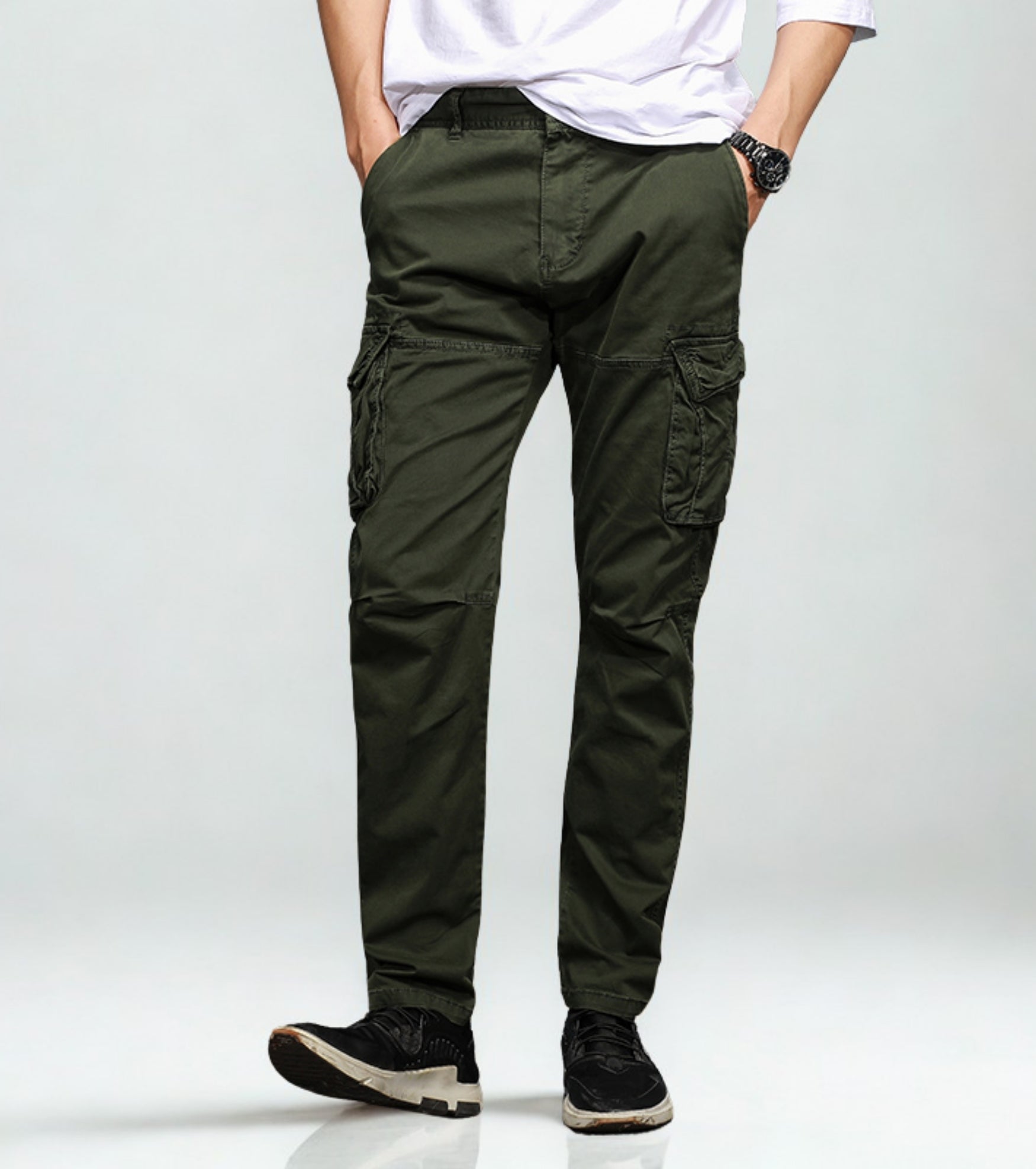 L'MONTE Imported Men's Regular Fit Casual Green Cotton Cargo Joggers My Store