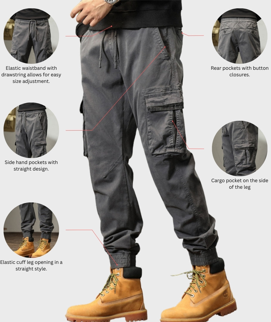 L'MONTE Imported Men's Slim Fit Casual Grey Cotton Cargo Joggers My Store