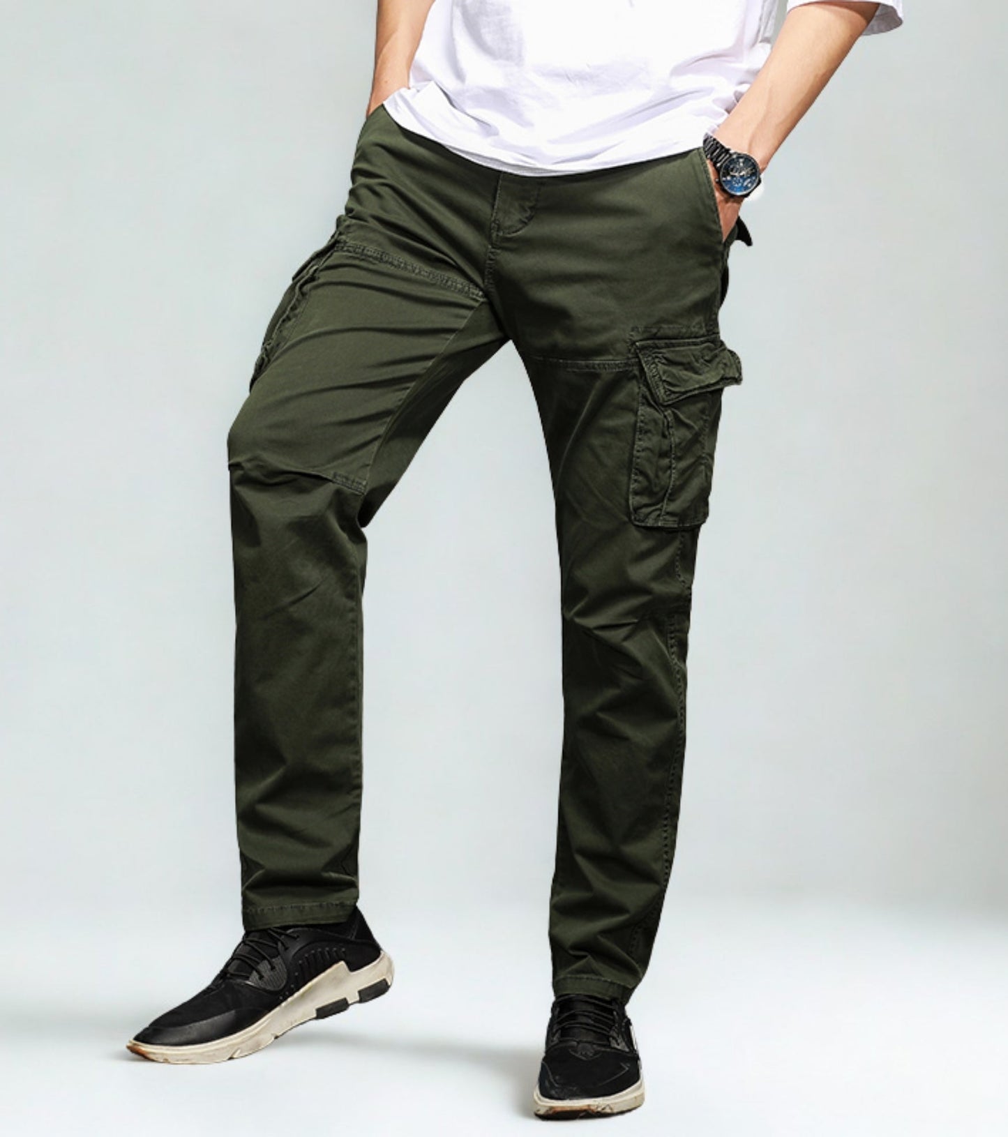 L'MONTE Imported Men's Regular Fit Casual Green Cotton Cargo Joggers My Store