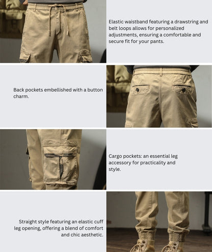 L'MONTE Imported Men's Slim Fit Casual Khaki Cotton Cargo Joggers My Store