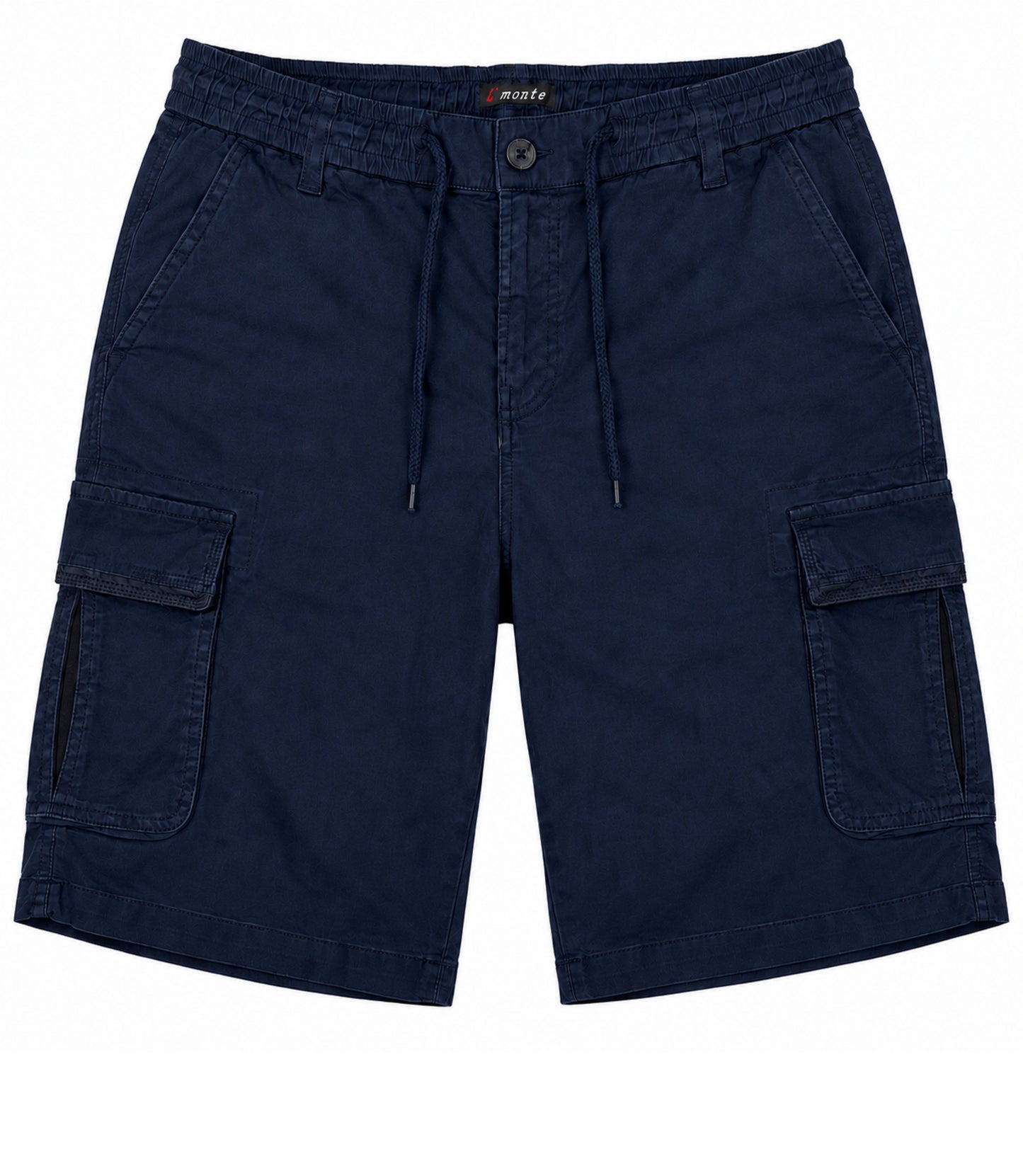 L'MONTE Men's Cotton Casual Dark Blue Elastic Waist Cargo Shorts My Store