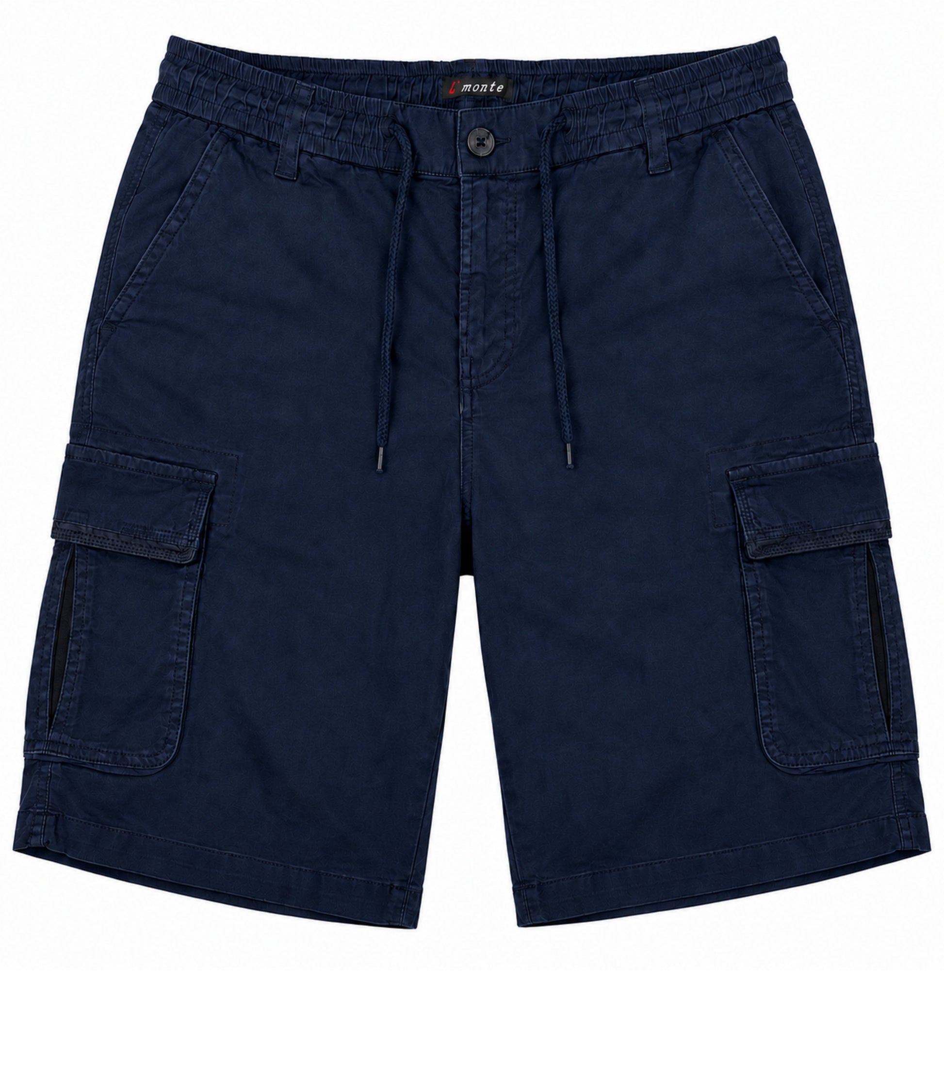 L'MONTE Men's Cotton Casual Dark Blue Elastic Waist Cargo Shorts My Store