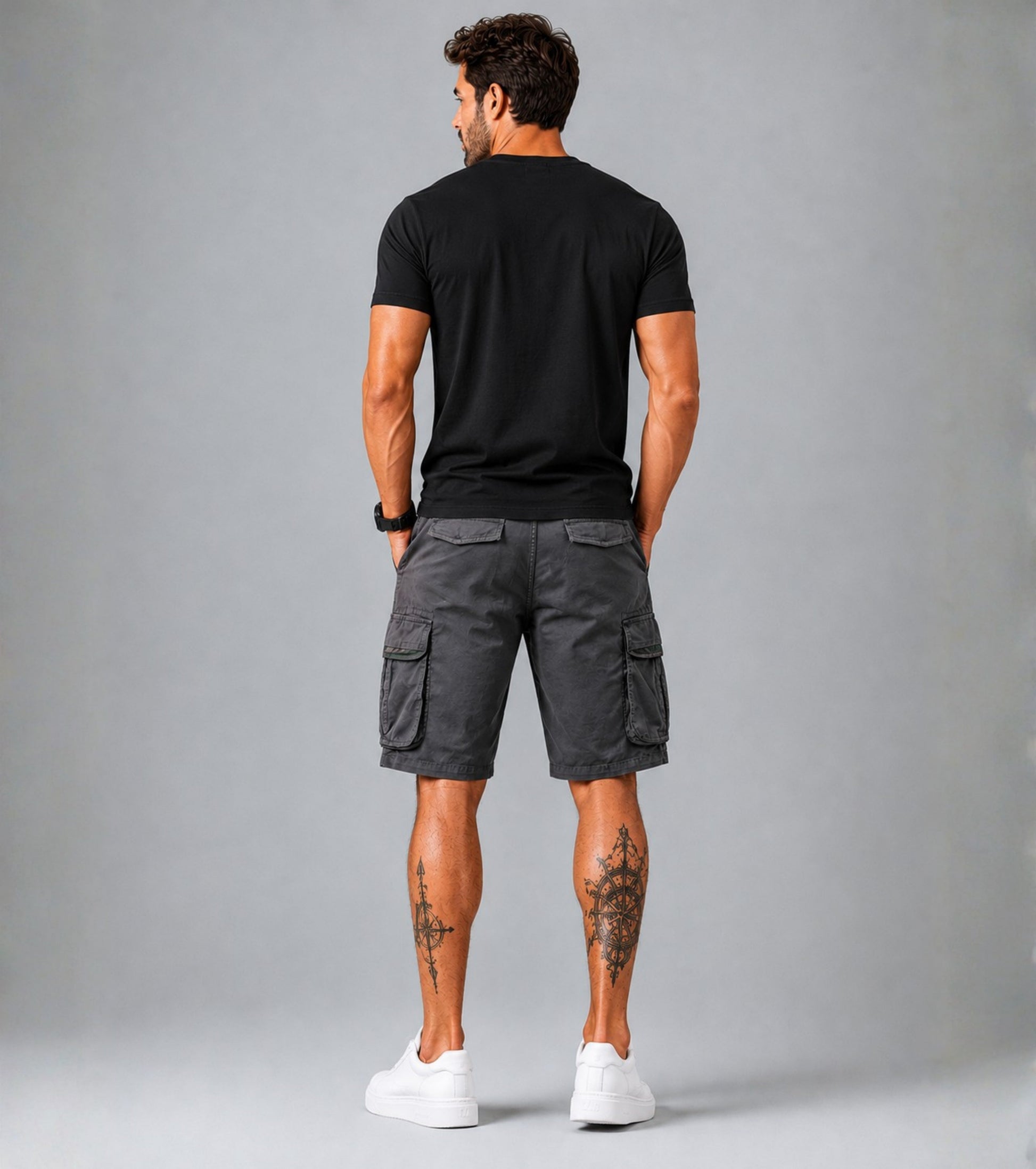L'MONTE Men's Cotton Casual Elastic Waist Cargo Shorts My Store