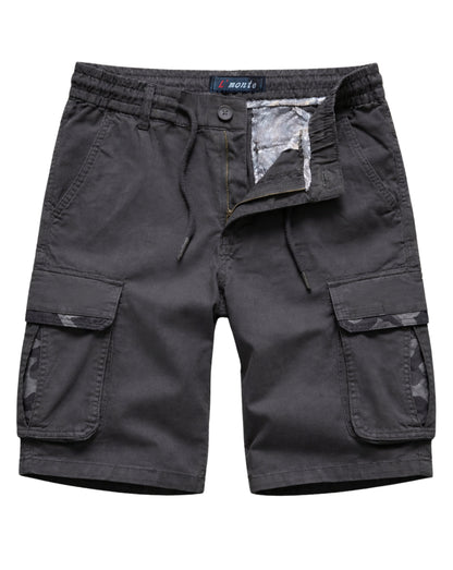 L'MONTE Men's Cotton Casual Elastic Waist Cargo Shorts My Store
