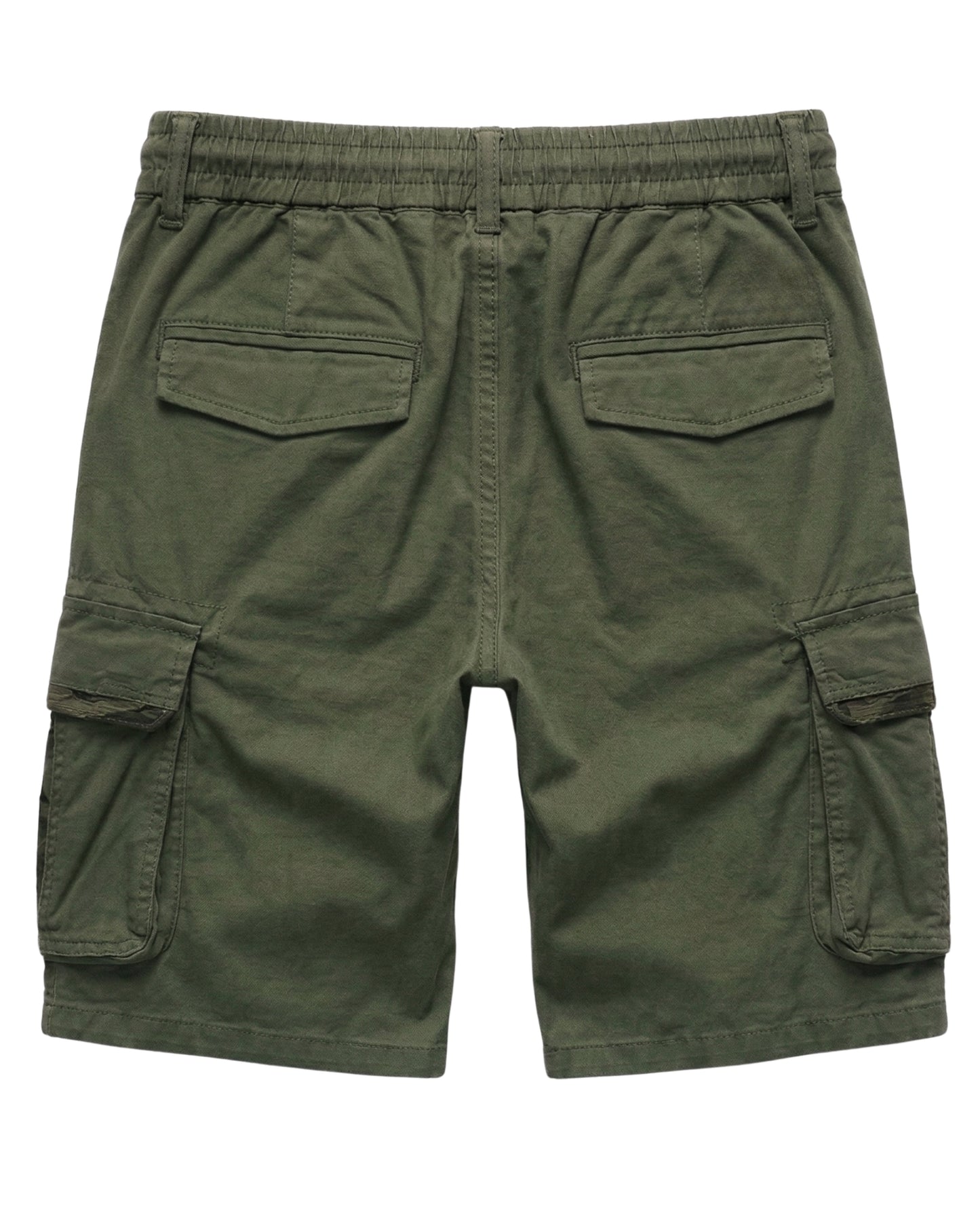 L'MONTE Men's Cotton Casual Army Green Elastic Waist Cargo Shorts My Store