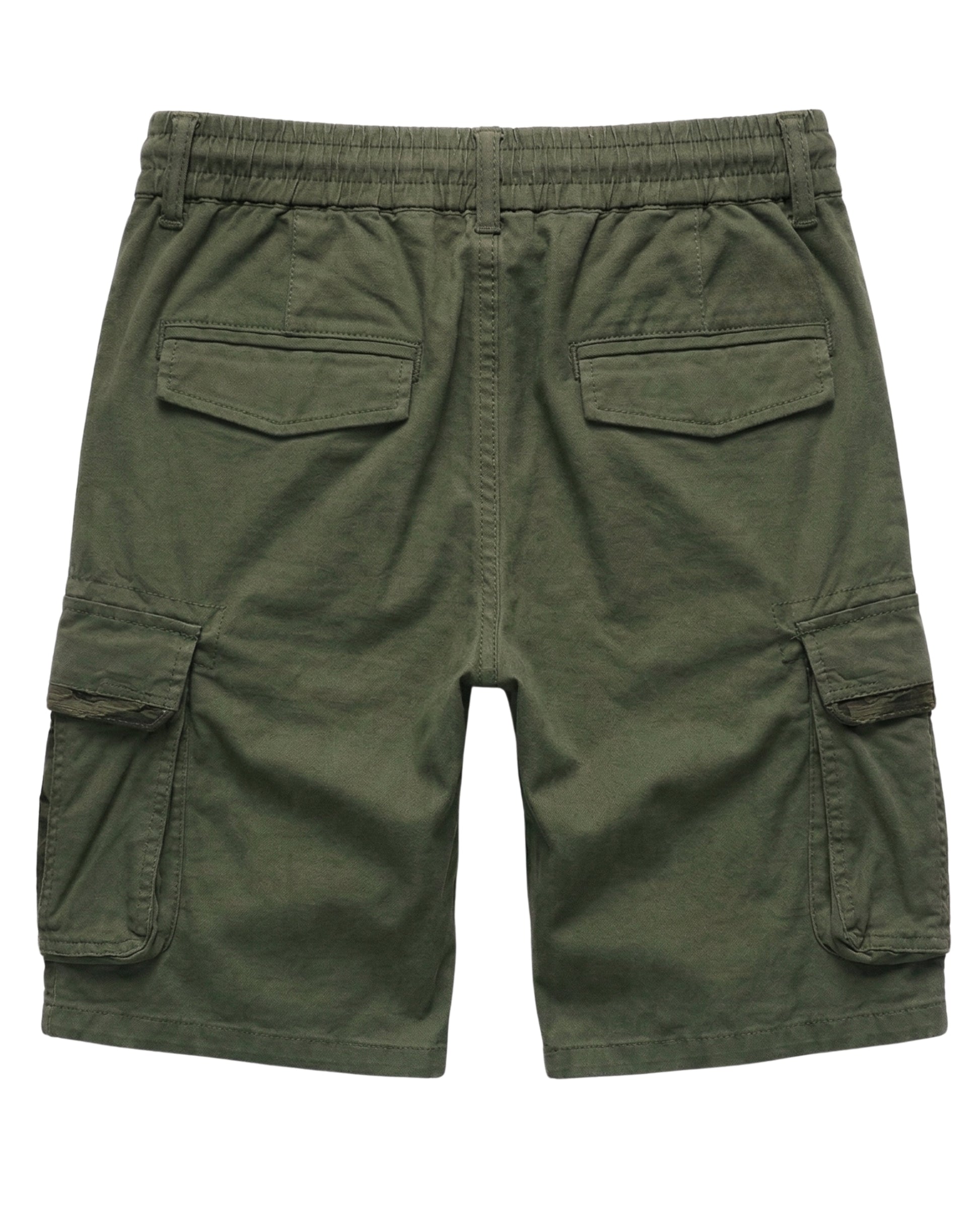 L'MONTE Men's Cotton Casual Army Green Elastic Waist Cargo Shorts My Store